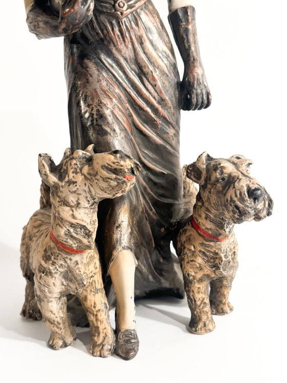 Ceramic Sculpture of a Lady with Fox Terrier by Ceramiche Mollica, 1940s (photo 8 of 9)