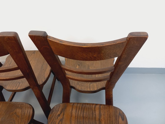 Image 1 of Set of 6 vintage brutalist oak chairs from the 1950s