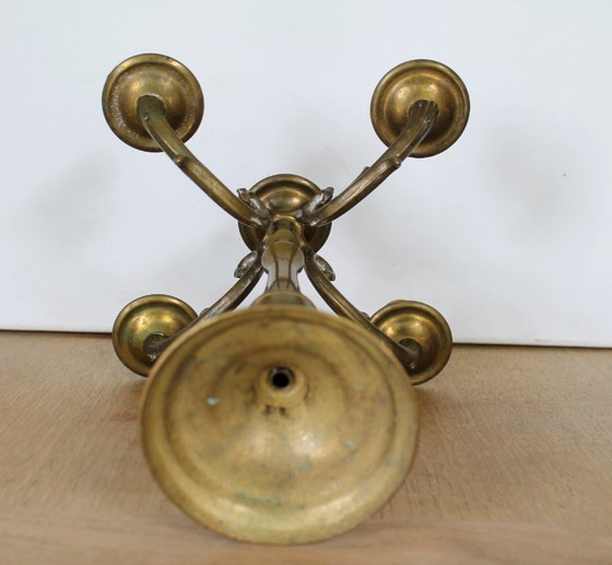 Image 1 of Candeliere a 5 bracci, in ottone, stile barocco provenzale vintage anni Cinquanta