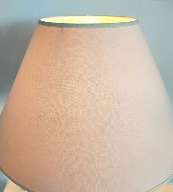 Image 1 of Vintage Danish ceramic table lamp with woven/braided motif