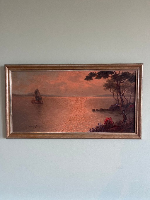 Olieverfschilderij  Ondergaande Zon van Maria Rossi