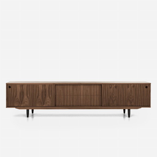 Notenhouten dressoir O-S01 schuifdeur en 2 laden 240