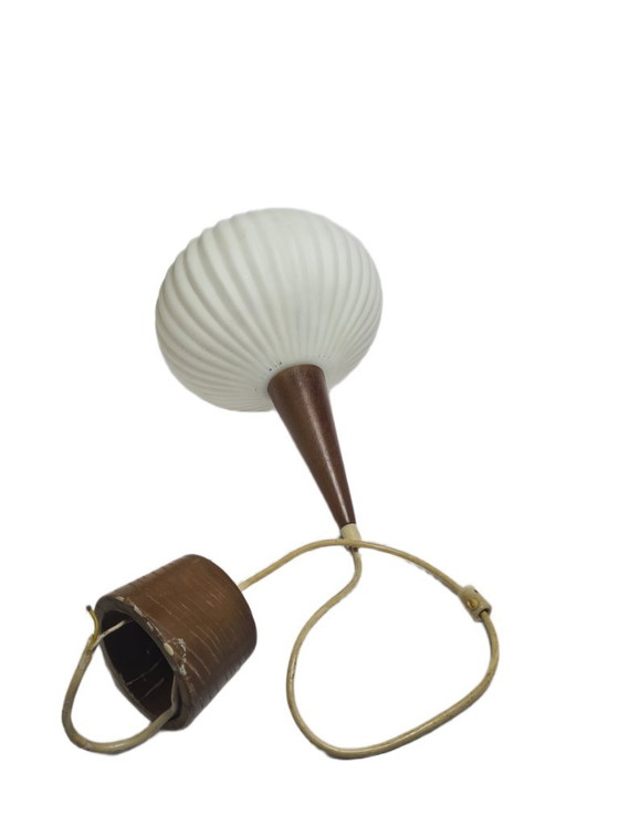 Postmodern Pendant Lamp, Germany, 1960s – Glass, Wood (photo 8 of 9)