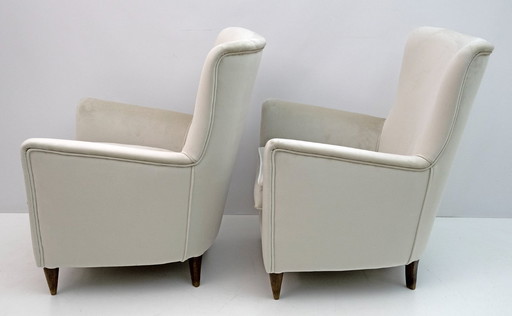Paire de fauteuils en velours italien de style Gio Ponti, style Mid-Century Modern, pour Isa, années 50