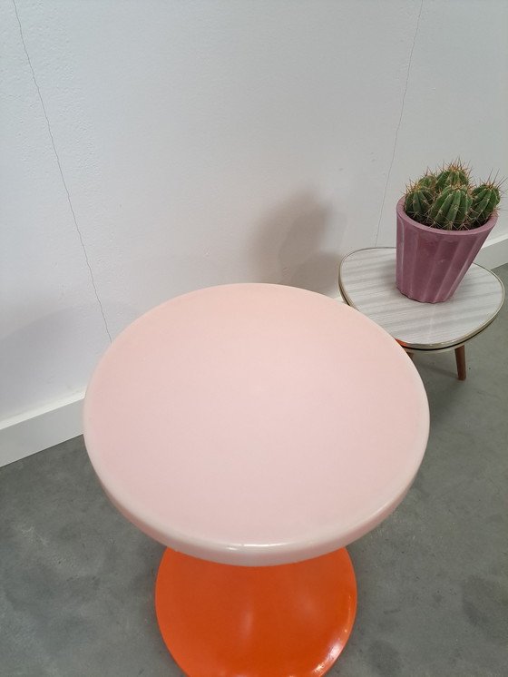 Image 1 of Plastic Stool Orange With White No. 4