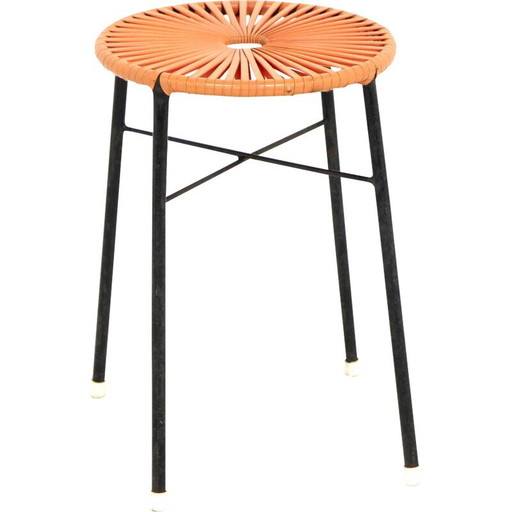 Taburete vintage de plástico y metal, Suecia, 1960
