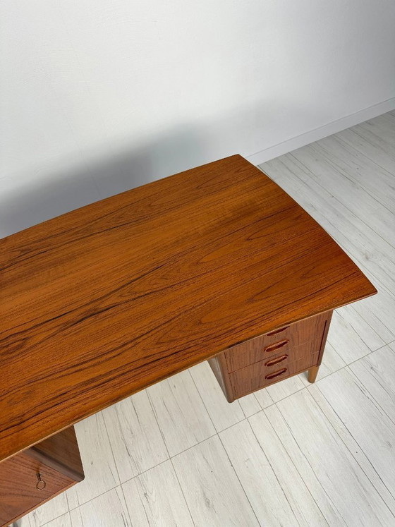 Image 1 of Vintage Curved Danish Teak Writing Desk, Mid-Century Modern Design, 1960s