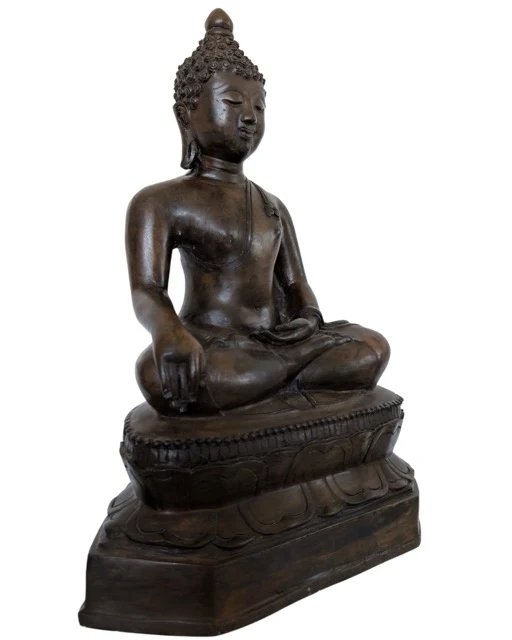 Grande Buddha Thai in Bronzo – Bhumisparsha Mudra – Stile Ayutthaya – 40 cm (8 kg) – Sculture, Bronze (photo 8 of 10)