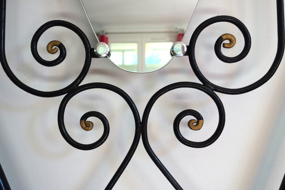 Image 1 of Art Deco Iron Coat Rack with Mirror, 1930s