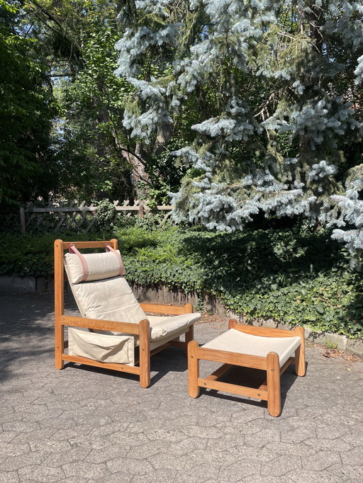 Ensemble fauteuil et pouf par Peter Ole Schionning pour Niels Eilersen, 1970