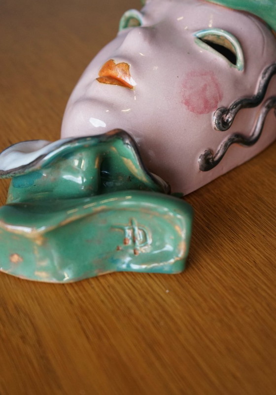 Image 1 of Art Deco signed Ceramic Mask by Domien Ingels 1930s