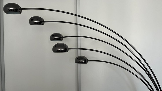 Image 1 of Vintage Cottex A-100 "Waterfall" Standerlampe – Mørk krom & Marmor (70'erne)