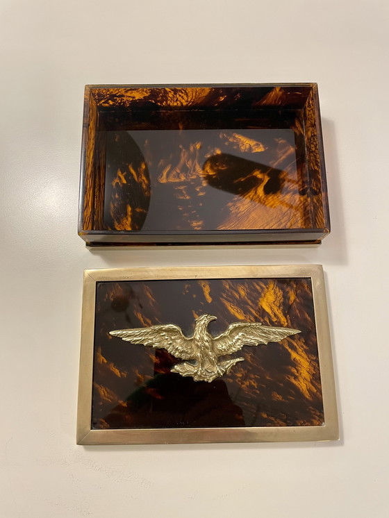 Image 1 of Lucite Schildpatt Messing Box Dior Frankreich 70er Jahre 