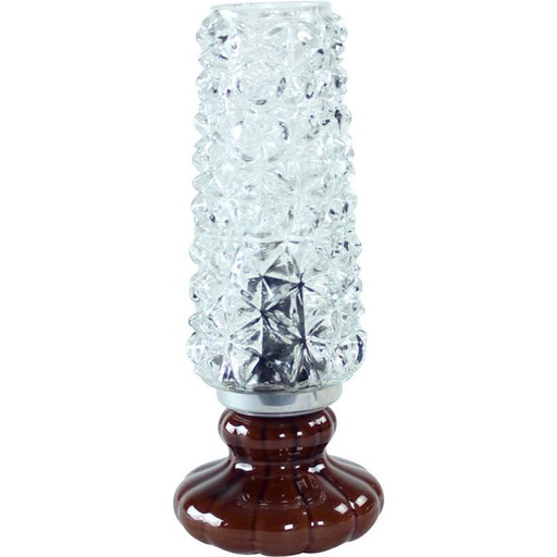 Lampe de table du milieu du siècle en céramique et verre, Tchécoslovaquie, années 1960