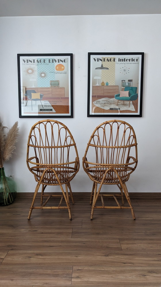 Image 1 of Paar vintage rotan fauteuils
