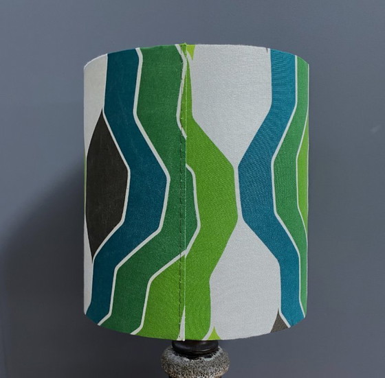 Image 1 of Lampada da tavolo in ceramica con paralume verde di Hustadt-leuchten, anni '70.