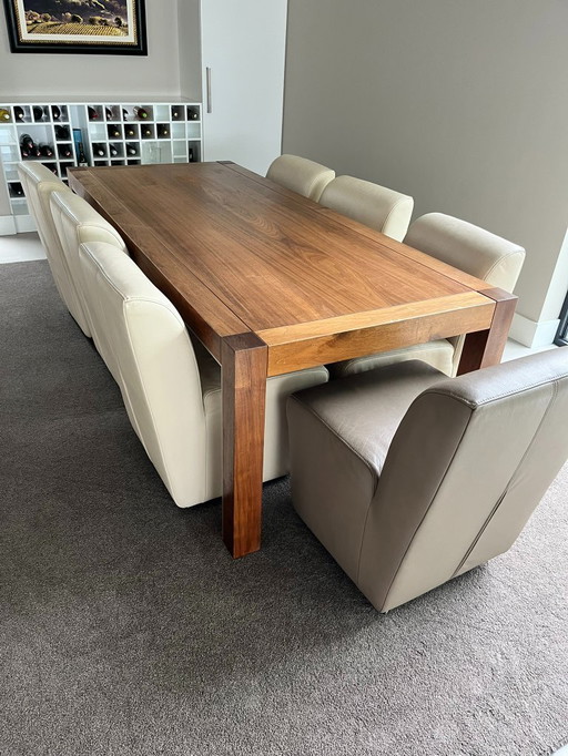 Design table + 2 cabinets Van Gaasbeek & Van Tiel - Roots series, American walnut