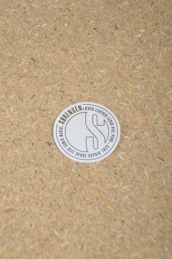 Image 1 of Danish stool with a seat made of high-quality cowhide