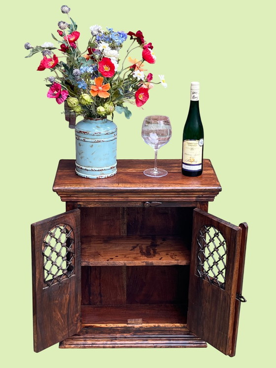 Image 1 of Rare cabinet français | Teck et fer forgé | 1950s