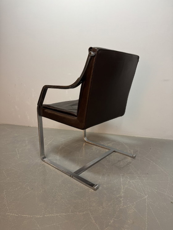 Image 1 of Mid-Century Design Set of Four Sled Leather Dining Chairs by Rudolf Glatzel for Walter Knoll, Germany 1960s 