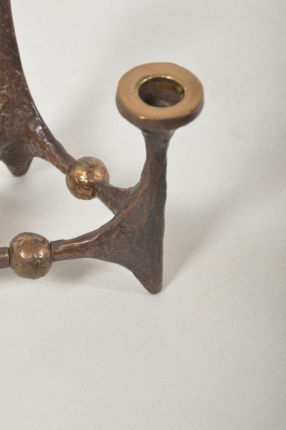 Image 1 of Brutalist candelabra in bronze by Michael Harjes, 1960s