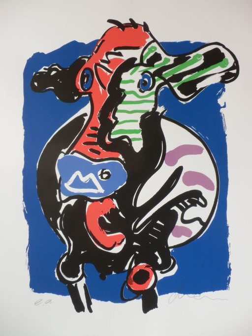Peter Diem Gr Sérigraphie couleur Vache géante Signée à la main