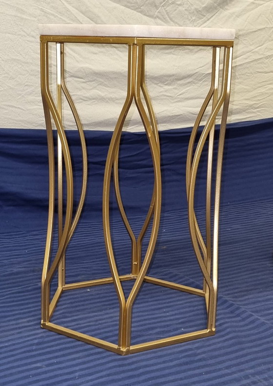 Set Tavolini in Marmo di Lusso (Oro/Esagonale) – Ottime Condizioni – Baxton studio, Marble, Metal (photo 4 of 13)
