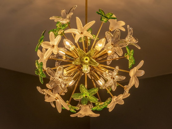 Image 1 of Sculptural Floral Glass Chandelier, Czechoslovakia, 1970s–1980s