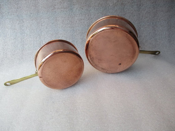 Image 1 of Cacerolas de cobre, juego de dos, marcadas made in Portugal, 1980.