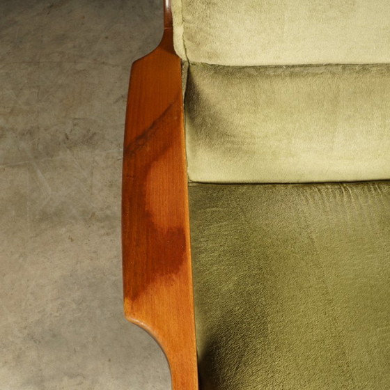 Image 1 of Vintage Deense zithoek/zitgroep – notenhout – jaren 60/70