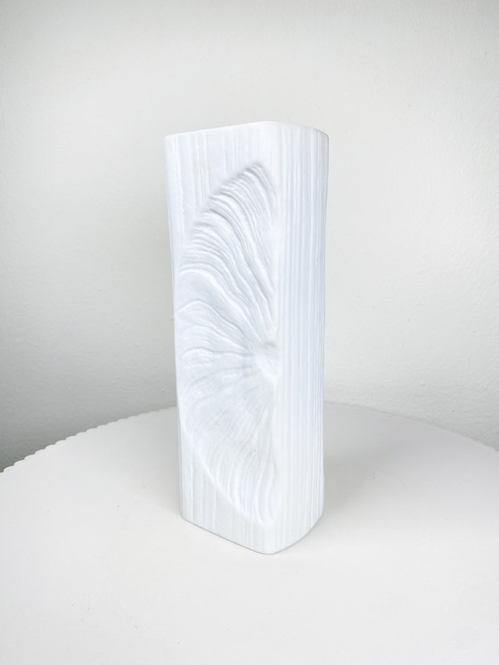 Image 1 of Vintage wit keramische Rosenthal vaas van Martin Freyer - Duits Modern Mid Century Stijl Decor & Aardewerk Vazen