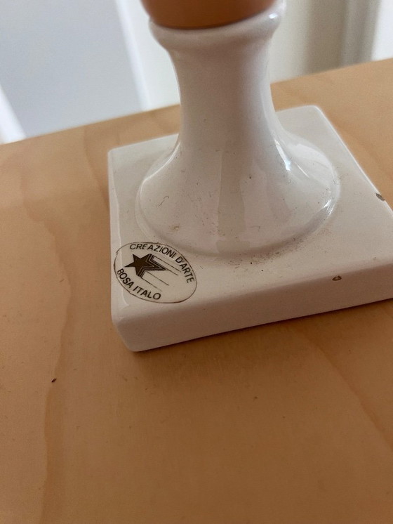 Image 1 of Vintage roze lamp keramiek Bosa Italy met bloemen goud