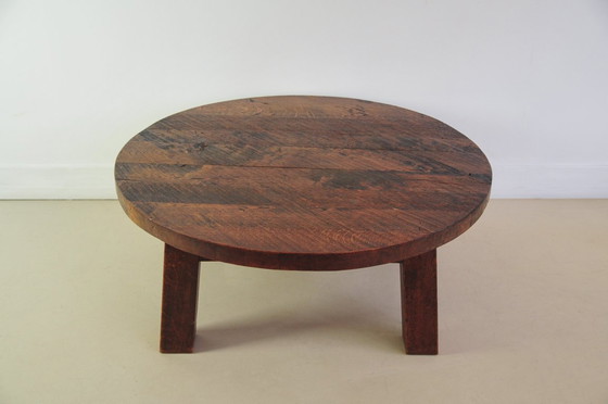 Image 1 of heavy round brutalist coffee table