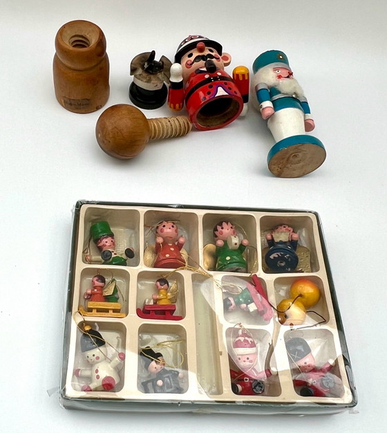 Decorazioni natalizie vintage in legno, Addobbi per albero, Omino che fuma e Schiaccianoci, Oggetti decorativi (foto 9 di 15)