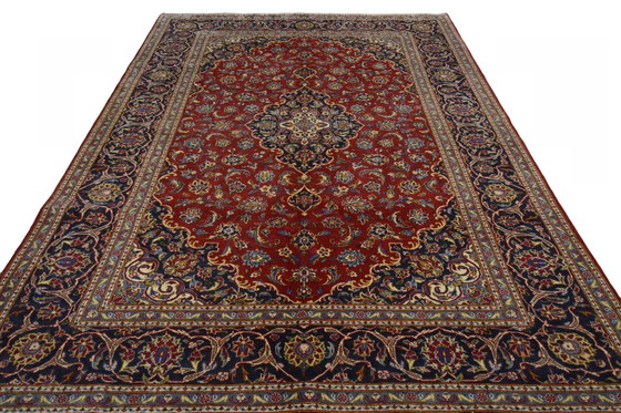 Image 1 of Handgeknoopt rood Keshan oosters tapijt - 299 x 201 cm