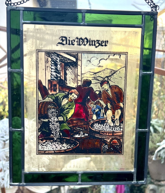 Image 1 of Konvolut dekorativer Glasbilder in Bleiverglasung – Deutschland, ca. 1955–1975