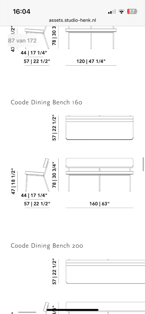 Image 1 of Studio Henk coode dining table bench 160 dark green