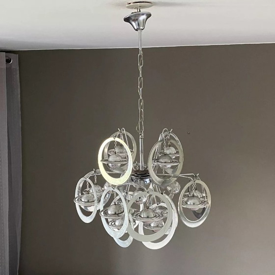 Image 1 of Sputnik Saturn pendant light. 1970. Space age. Italy.