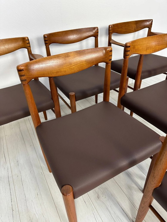 Image 1 of Set di 6 sedie da pranzo vintage danesi in teak di H.W. Klein per Bramin, stile Mid-Century Modern, anni '60.