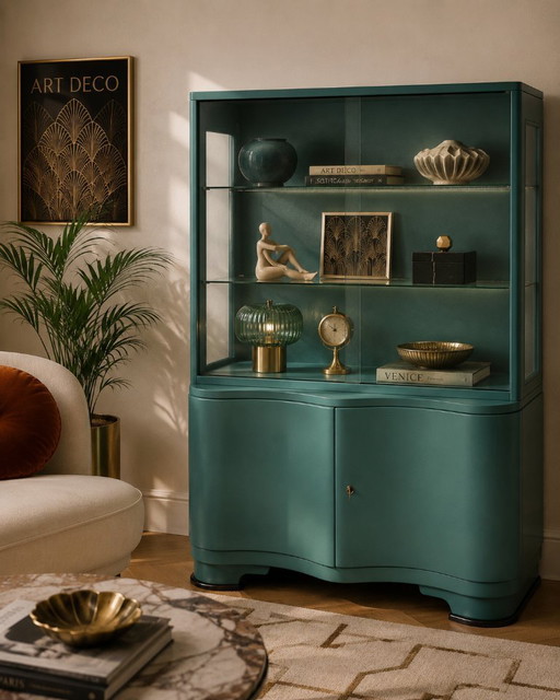 Art Deco vitrinekast, jaren 1950