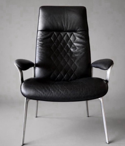 Stressless James loungestoel met voetenbank, zwart leer