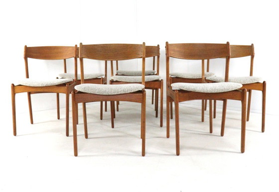 Image 1 of Set di 8 sedie Erik Buch, modello OD Mobler 49, da pranzo, vintage, appena rivestite.