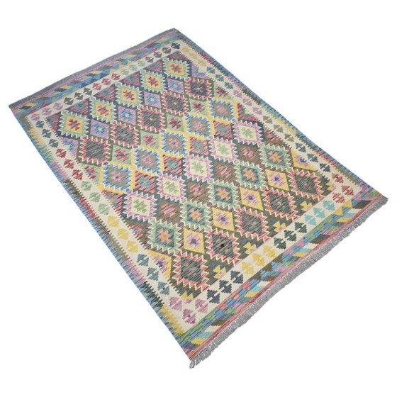 Alfombra Kilim afgana tejida a mano – Lana Maimana, reversible (190 x 272 cm) – Wool (photo 6 of 6)