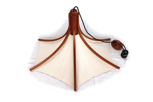 wie neu! DOMUS Danish Mid Century Teak Pendelleuchte, höhenverstellbar, Lampe, Vintage Deckenleuchte