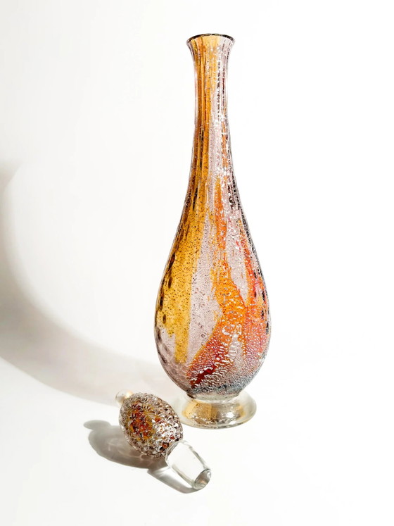 Bottiglia in vetro di Murano multicolore anni '80 con foglia d'argento – Oggetti decorativi (photo 11 of 12)