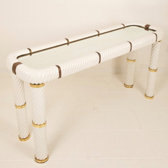 Image 1 of Console en porcelaine et laiton de Tommaso Barbi, 1970