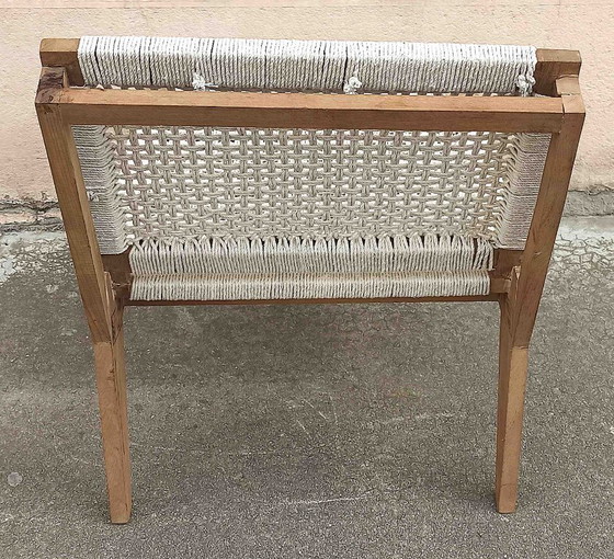 Image 1 of Solid teak and cotton rope armchair from the 1950s