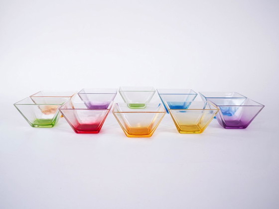 Image 1 of Set di ciotole quadrate in vetro, design italiano, anni '80, made in Italy