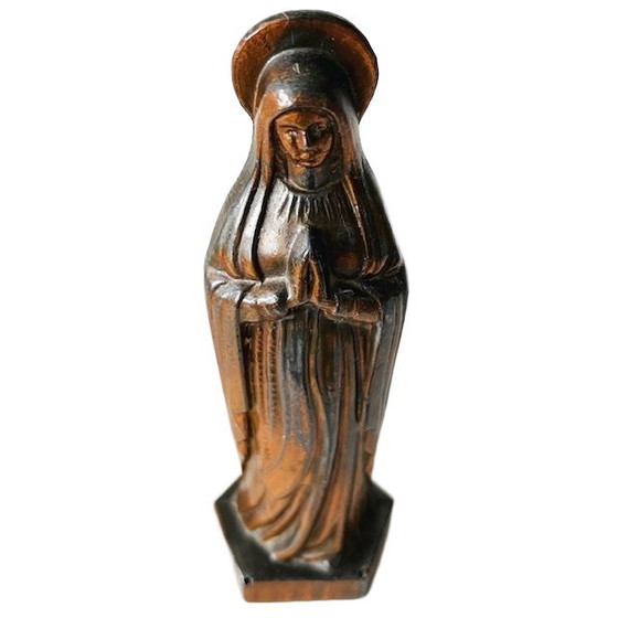 Image 1 of Statue vintage Maria en cuivre 15 cm