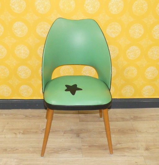 Chaise de cocktail des années 50 60 vert clair rockabilly classique chaise en bois vintage